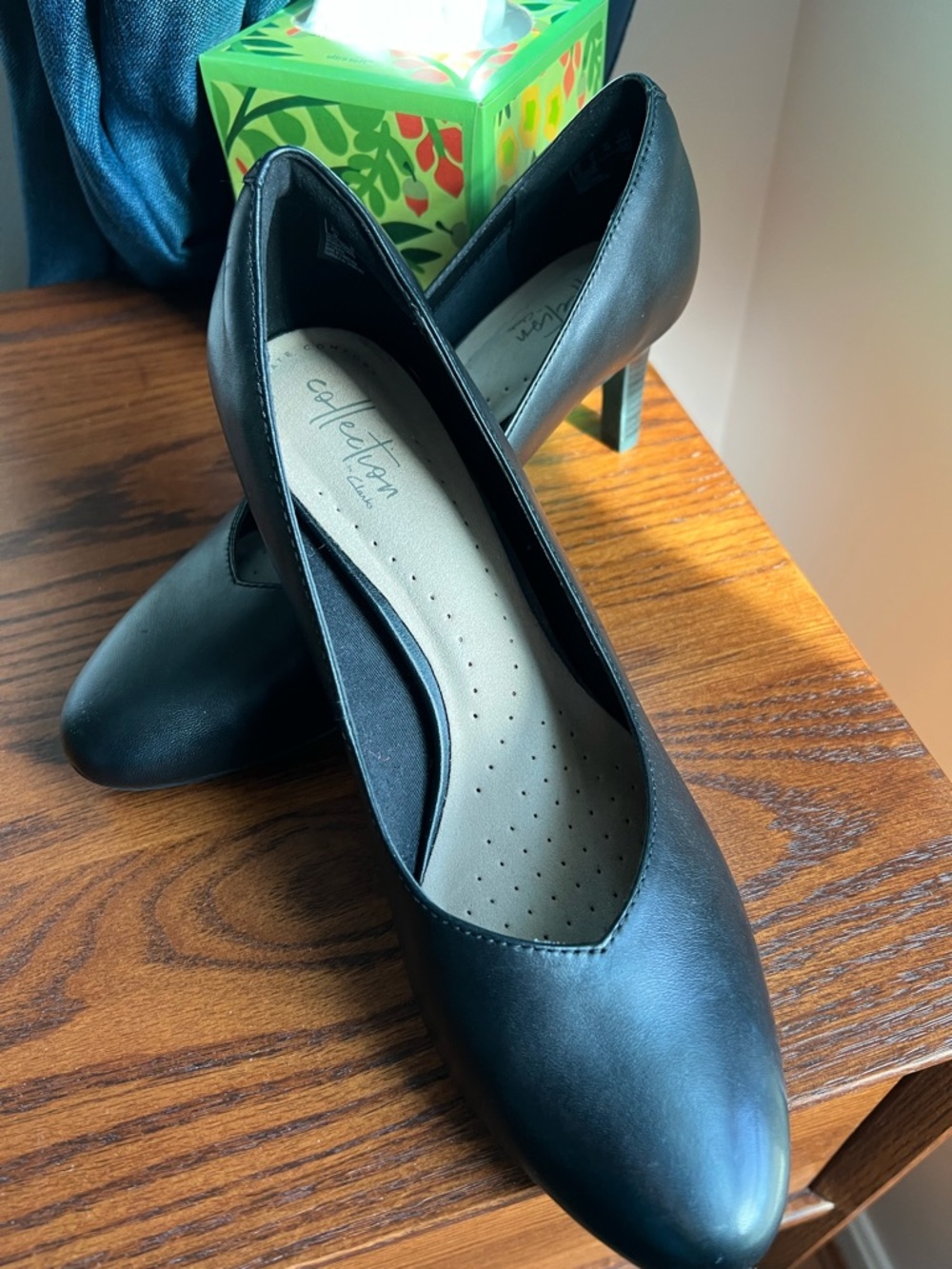 Black Clarks Classic High Heels